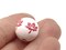 8 16mm White with Red Leaves Round Wood Beads